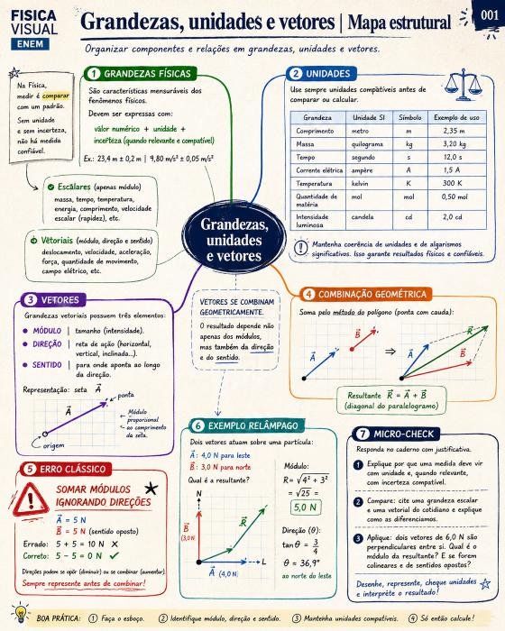 Resumo visual de grandezas e vetores